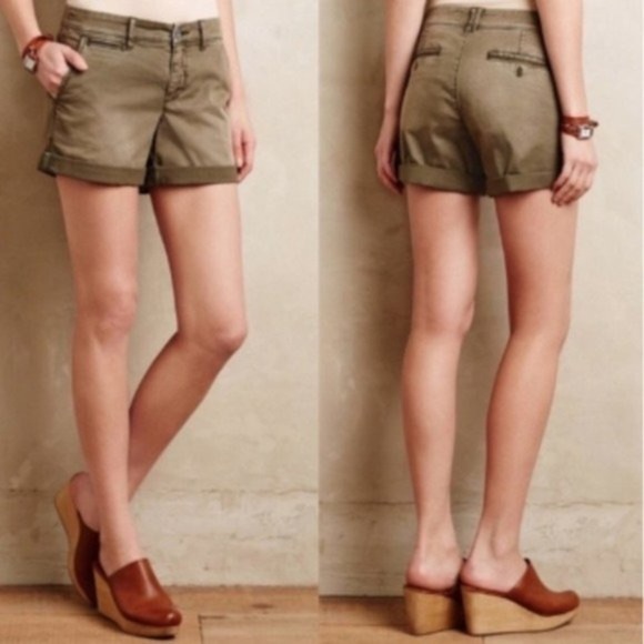 Anthro Pilcro Hyphen Shorts In Khaki - Picture 1 of 7